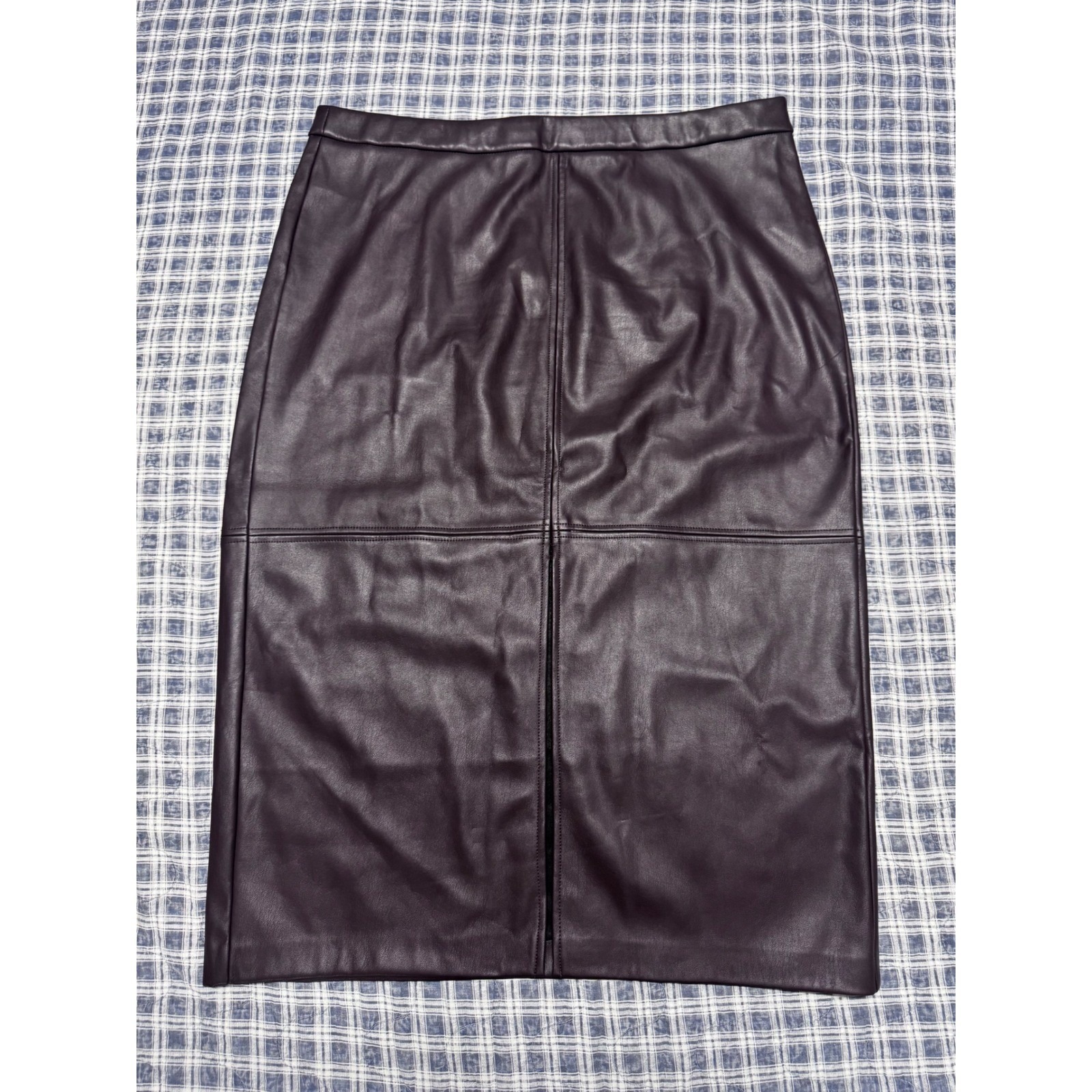 Love & Roses Faux Leather Midi Skirt Burgundy Wine Pencil High Waist Us 14